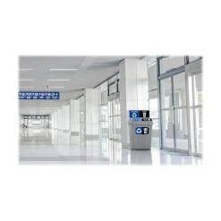 CleanRiver FlexE Plastic Trash & Recycling Bin Combo, 50 Gallon, Gray (FX50B-GY2-R-BE-W-BK)