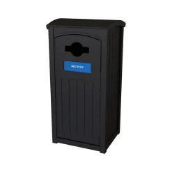 CleanRiver PD Plastic Outdoor Recycling Bin, 35 Gallon, Black (XD35-1-R-BK)