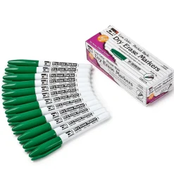 CLI Dry Erase Markers, Bullet Tip, Green, 12/Pack, 3 Packs (CHL47325-3)