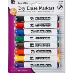 CLI Dry Erase Markers, Chisel Tip, Assorted, 8/Pack, 3 Packs (CHL47828-3)