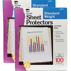 CLI Standard Sheet Protector, 8.5" x 11", Clear, 100/Box, 2 Boxes (CHL48241-2)