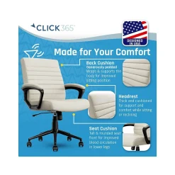 Click365 Transform 3.0 Ergonomic Vegan Leather Swivel Desk Chair, White (CCHR10008C)