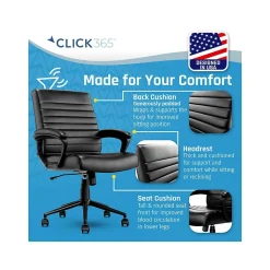 Click365 Transform 3.0 Ergonomic Bonded Leather Swivel Desk Chair, Black (CCHR10008B)