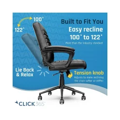 Click365 Transform 3.0 Ergonomic Bonded Leather Swivel Desk Chair, Black (CCHR10008B)