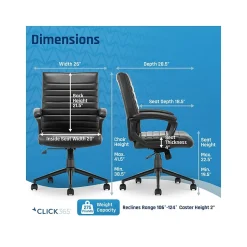 Click365 Transform 3.0 Ergonomic Bonded Leather Swivel Desk Chair, Black (CCHR10008B)