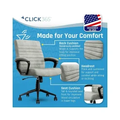 Click365 Transform 3.0 Ergonomic Vegan Leather Swivel Desk Chair, Gray (CCHR10008D)