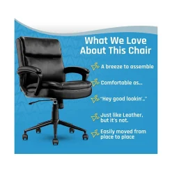 Click365 Transform 2.0 Ergonomic Bonded Leather Swivel Desk Chair, Black (CCHR10007B)