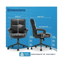 Click365 Transform 2.0 Ergonomic Bonded Leather Swivel Desk Chair, Black (CCHR10007B)