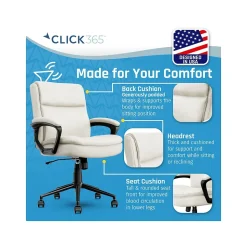 Click365 Transform 2.0 Ergonomic Bonded Leather Swivel Desk Chair, White (CCHR10007C)