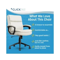 Click365 Transform 2.0 Ergonomic Bonded Leather Swivel Desk Chair, White (CCHR10007C)