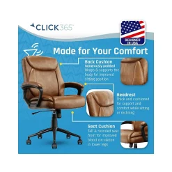 Click365 Transform 1.0 Ergonomic Bonded Leather Swivel Desk Chair, Cognac (CCHR10001A)