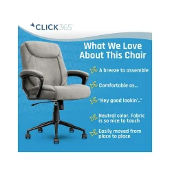 Click365 Transform 1.0 Ergonomic Fabric Swivel Desk Chair, Gray (CCHR10001C)