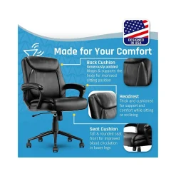Click365 Transform 1.0 Ergonomic Bonded Leather Swivel Desk Chair, Black (CCHR10001B)