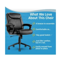 Click365 Transform 1.0 Ergonomic Bonded Leather Swivel Desk Chair, Black (CCHR10001B)