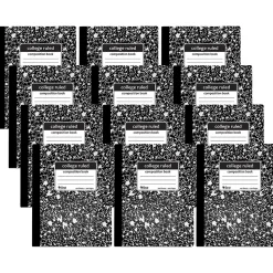C-Line Composition Notebooks, 100 Sheets, College Ruled, Black Marble, 12/Pack (CLI22022-12)