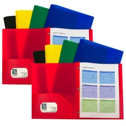 C-Line Heavyweight 2-Pocket Portfolio Folder with Fasteners, Assorted Colors, 10/Pack, 2 Packs/Bundle (CLI32960-2)