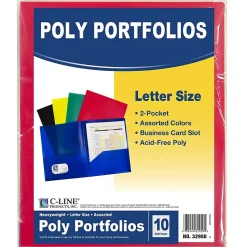 C-Line® Heavyweight, 2-Pocket Portfolio, Assorted Colors, 10 Per Pack, 2 Packs (CLI32950-2)