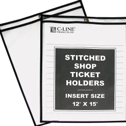C-Line Job Ticket Holder, Heavyweight, 12" x 15", Clear with Black Edges, 25/Box (46125)