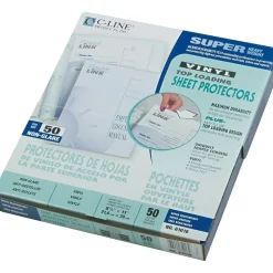 C-Line Sheet Protector, Vinyl, Super-Heavyweight, Non-Glare, 8-1/2" x 11", Clear, 50/Box (CLI61018)