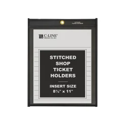 C-Line Shop Ticket Holders, 8-1/2" x 11", Clear with Black Back, 25/Box (45911)