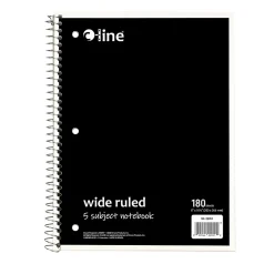 C-Line 5-Subject Subject Notebooks, Wide Ruled, 180 Sheets, Assorted Colors, 3/Bundle (CLI22051-3)