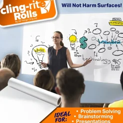 Cling-rite Removable Dry Erase Sheets Roll, 100' Roll, White (CGS1003CLINGRITE)
