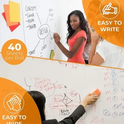 Cling-rite Removable Dry Erase Sheets Roll, 100' Roll, White (CGS1003CLINGRITE)