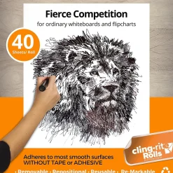 Cling-rite Removable Dry Erase Sheets Roll, 100' Roll, White (CGS1003CLINGRITE)