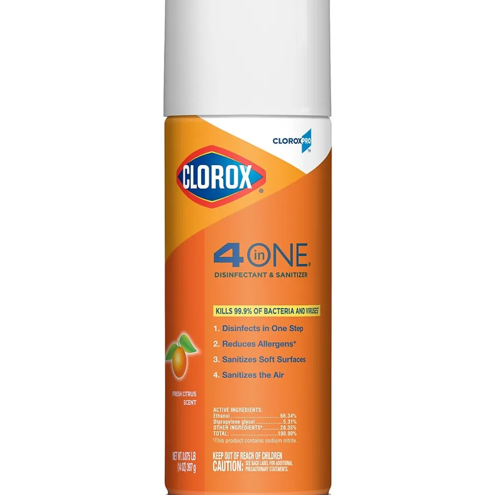 Clorox 4 in One Disinfectant & Sanitizer, Citrus, 14 oz. Can (31043)