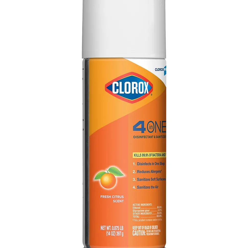 Clorox 4 in One Disinfectant & Sanitizer, Citrus, 14 oz. Can (31043)