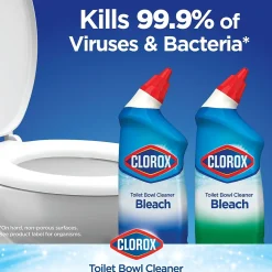 Clorox Disinfecting Toilet Bowl Cleaner with Bleach, Rain Clean Scent, 24 Oz., 2/Pack (00273)