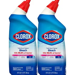 Clorox Disinfecting Toilet Bowl Cleaner with Bleach, Rain Clean Scent, 24 Oz., 2/Pack, 6 Packs/Carton (30924)