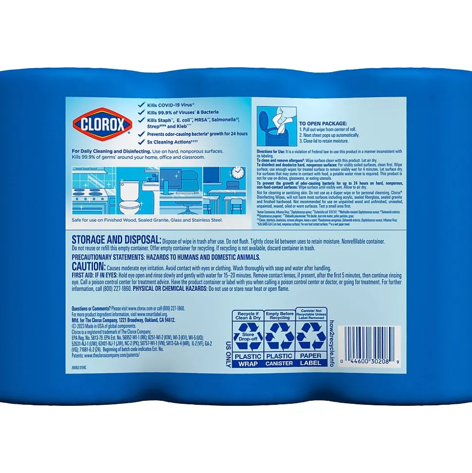 Clorox Disinfecting Wipes Value Pack, 75 Wipes/Container, 3/Pack (30208)