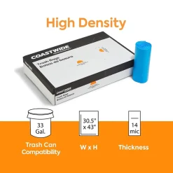 Coastwide Professional™ 33 Gallon Recycling Bags, High Density, 14 Mic., Blue, 250 Bags/Box (CW25529)