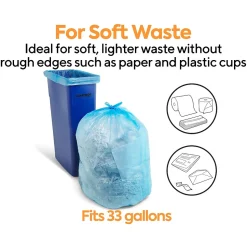 Coastwide Professional™ 33 Gallon Recycling Bags, High Density, 14 Mic., Blue, 250 Bags/Box (CW25529)