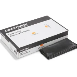 Coastwide Professional™ 50-56 Gallon Trash Bag, 43" x 48", Low Density, 0.95 mil, Black, 100 Bags/Box (CW18194)