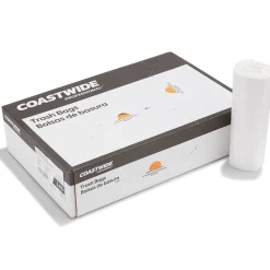 Coastwide Professional™ 55-60 Gallon Trash Bag, 38" x 60", High Density, 14 mic, Natural, 200 Bags/Box (CW18201)