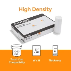 Coastwide Professional™ 30-33 Gallon Trash Bag, 33" x 40", High Density, 16 mic, Natural, 250 Bags/Box (CW18200)