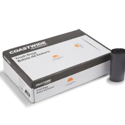 Coastwide Professional™ 12-16 Gallon Trash Bag, 24" x 33", High Density, 8 mic, Black, 1000 Bags/Box (CW50709)