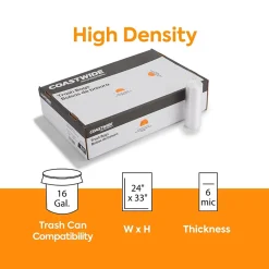 Coastwide Professional™ AccuFit 16 Gallon Trash Bag, 24" x 33", High Density, 6 mic, Natural, 1000 Bags/Box (CW18196)