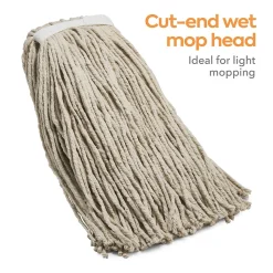 Coastwide Professional™ Cut-End Wet Mop Head, #32, Cotton, 1" Headband, White (CW57745)