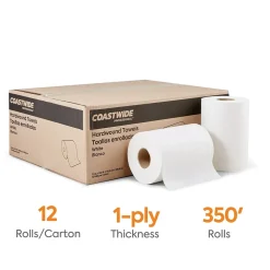Coastwide Professional™ Hardwound Paper Towels, 1-Ply, 350 ft./Roll, 12 Rolls/Carton (CW21813)