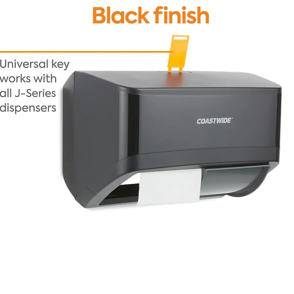 Coastwide Professional™ J-Series Duo Bath Tissue Dispenser, Black (CWJ2BT-B)