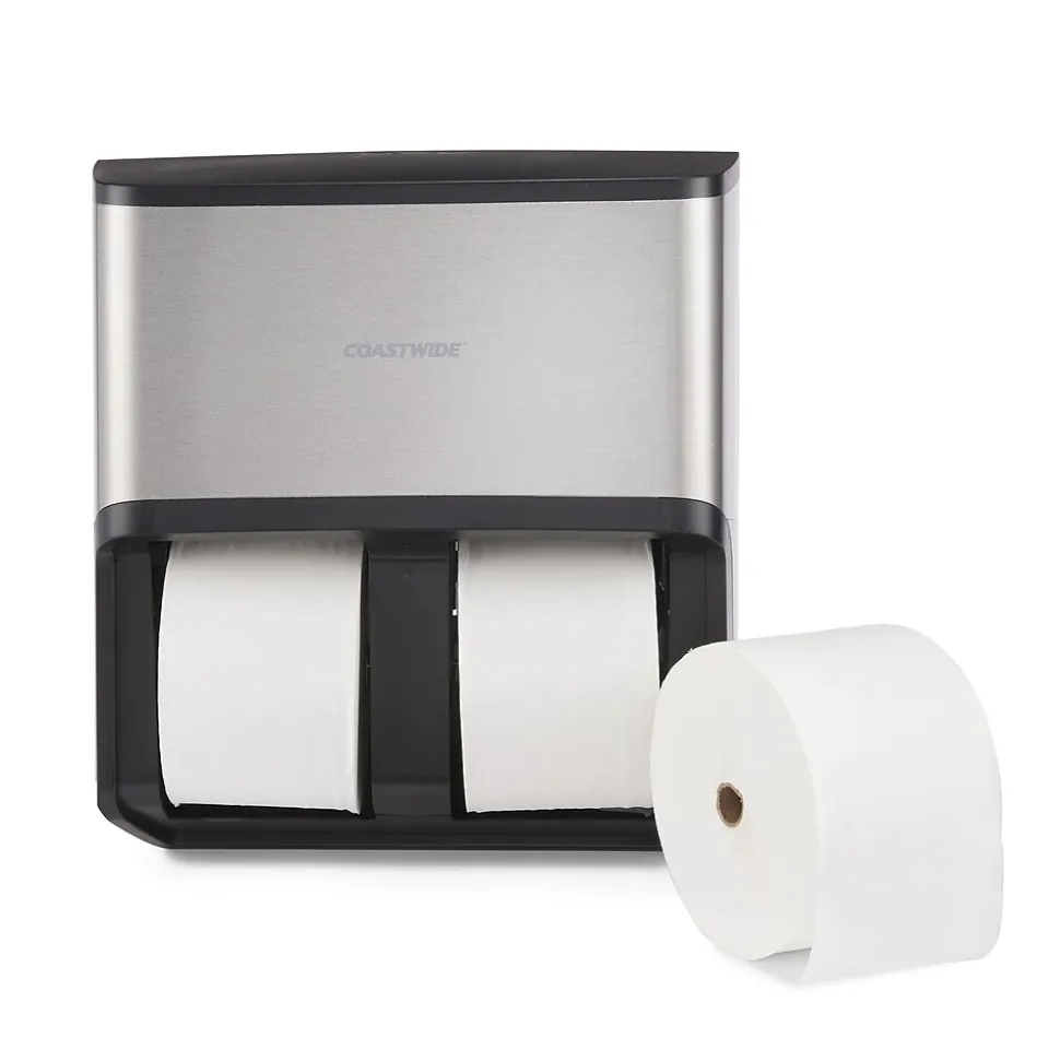 Coastwide Professional™ J-Series Quad Bath Tissue Dispenser, Black/Metallic (CWJ4BT-S)