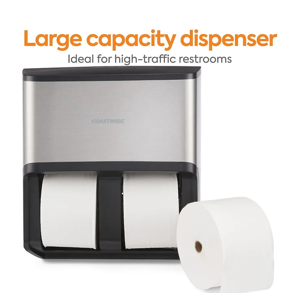 Coastwide Professional™ J-Series Quad Bath Tissue Dispenser, Black/Metallic (CWJ4BT-S)