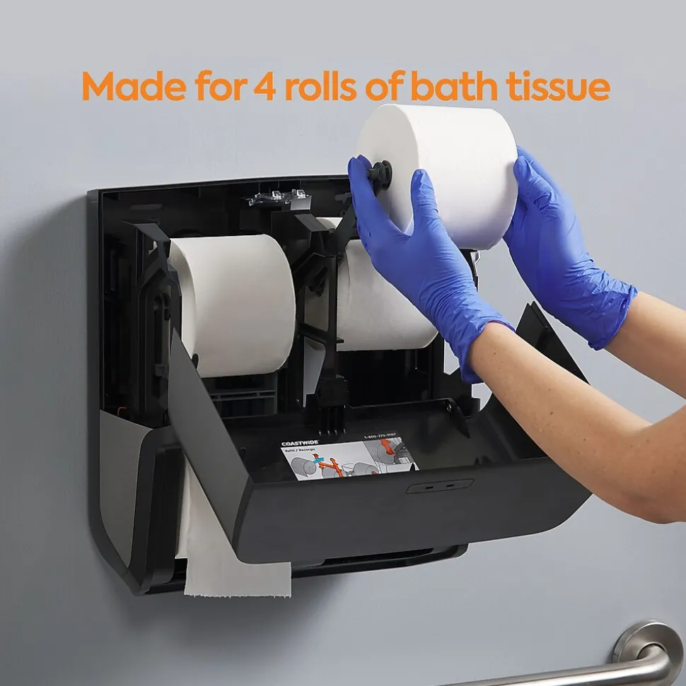 Coastwide Professional™ J-Series Quad Bath Tissue Dispenser, Black/Metallic (CWJ4BT-S)