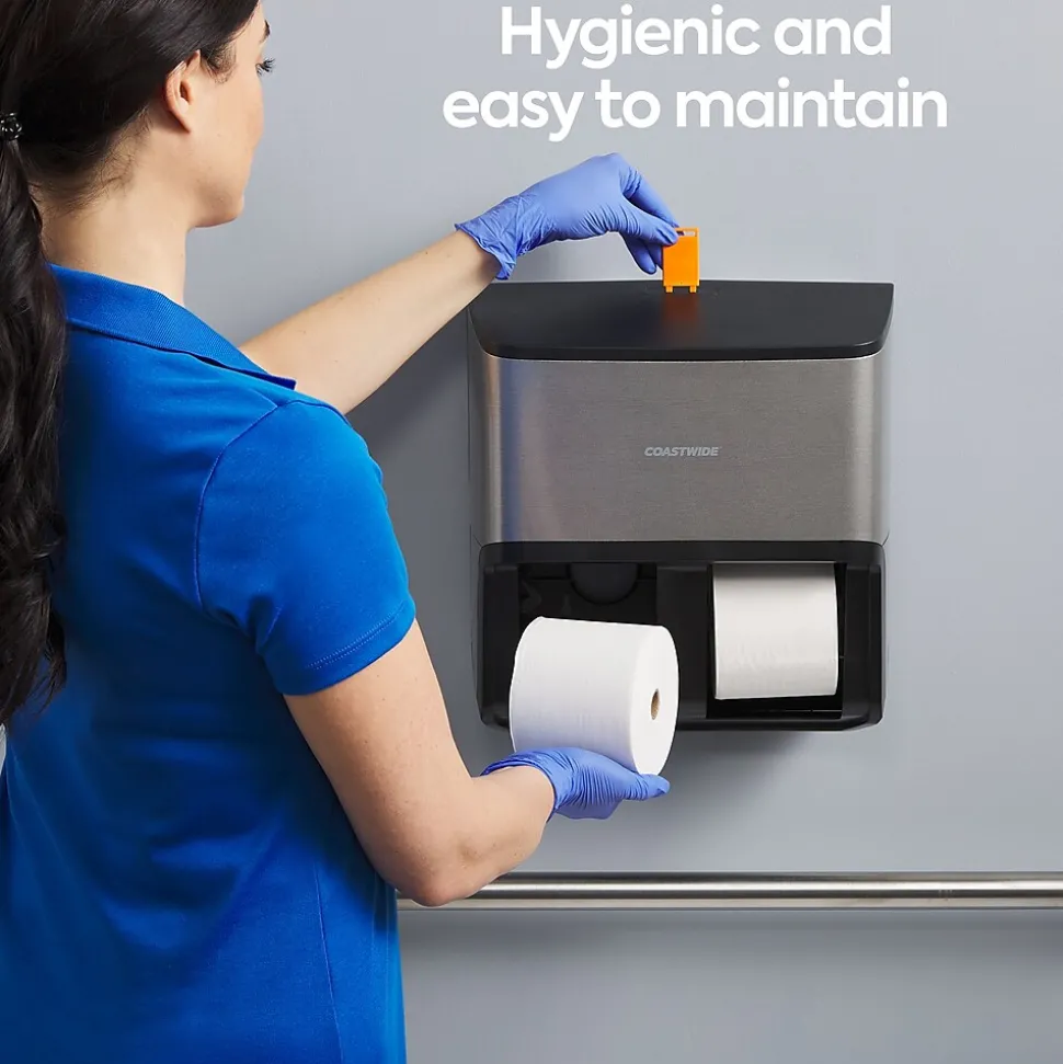 Coastwide Professional™ J-Series Quad Bath Tissue Dispenser, Black/Metallic (CWJ4BT-S)