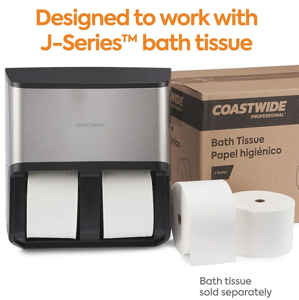 Coastwide Professional™ J-Series Quad Bath Tissue Dispenser, Black/Metallic (CWJ4BT-S)