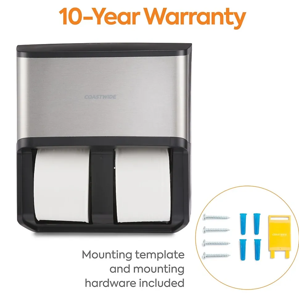 Coastwide Professional™ J-Series Quad Bath Tissue Dispenser, Black/Metallic (CWJ4BT-S)