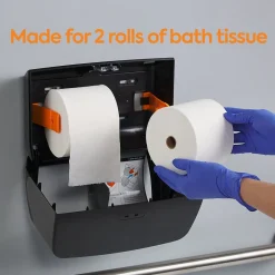 Coastwide Professional™ J-Series Duo Bath Tissue Dispenser, Black/Metallic (CWJ2BT-S)